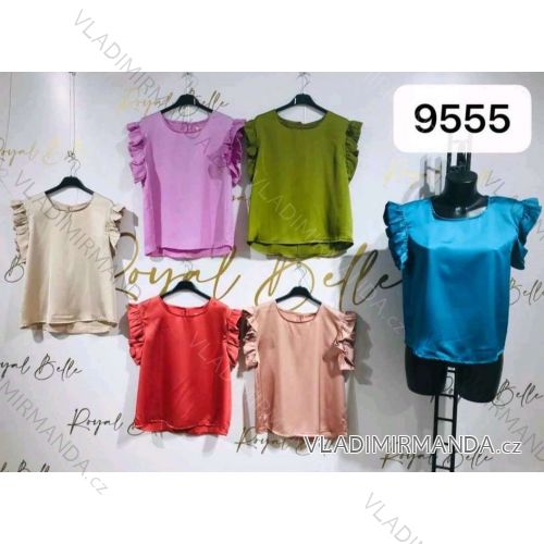 Top letní bez rukávů saténový s volánky dámský (UNI S/M) ITALSKÁ MÓDA IMM209555