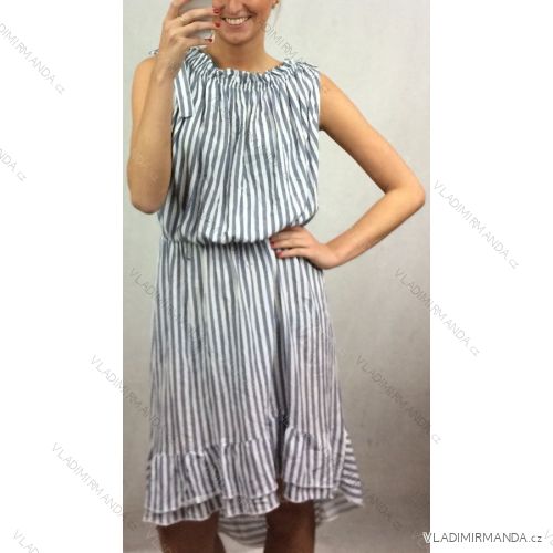 Šaty letné na ramienka dámske prúžok (uni s / m) TALIANSKA MÓDA IM620010