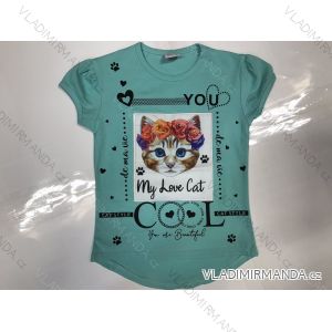 Tričko s mačkou krátky rukáv dojčenské detské dievčenské (3-8 rokov) TURECKÁ VÝROBA TVB20028