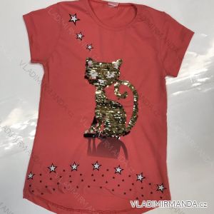 Tričko s flitrami krátky rukáv detské dorast dievčenské (8-12 rokov) TURECKÁ VÝROBA TVB20035