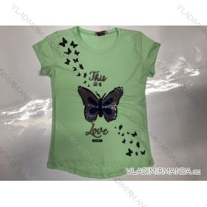 Tričko s flitrami krátky rukáv detské dorast dievčenské (8-12 rokov) TURECKÁ VÝROBA TVB20036