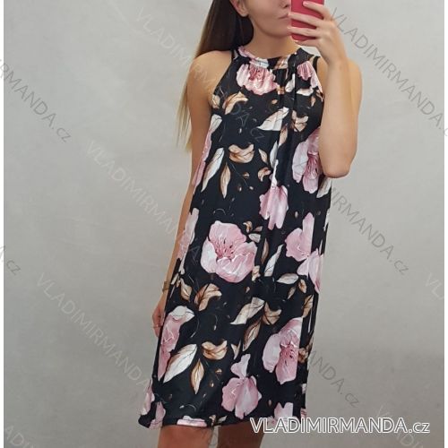 Šaty letné na ramienka kvetované dámske (UNI S / M) TALIANSKÁ MÓDA IMM20424