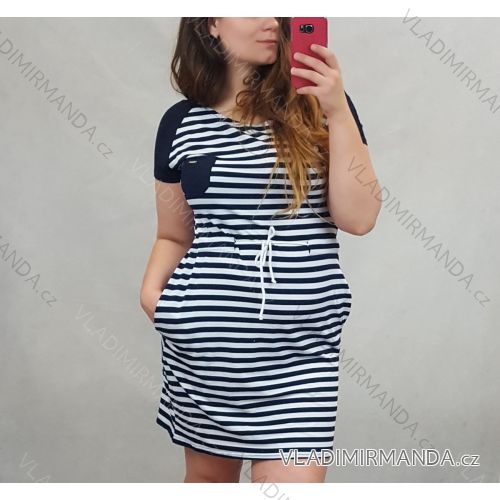 Šaty krátky rukáv dámske nadrozmerné (M-4XL) POĽSKÁ MÓDA PMF20015