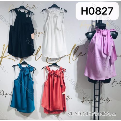Top letní saténový bez rukávů dámský (S/M ONE SIZE) ITALSKÁ MÓDA IMM21H0827