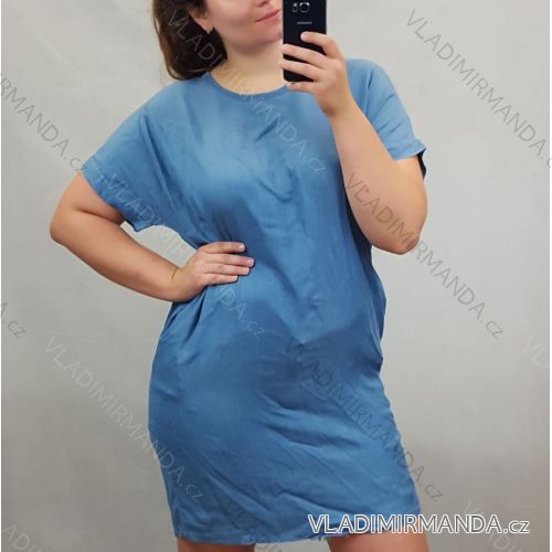 Šaty letné riflové s krátkym rukávom dámske (uni l / 2xl) TALIANSKÁ MÓDA IM720149
