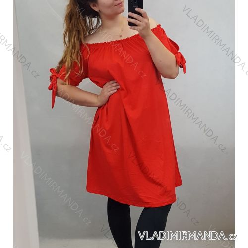 Šaty letní carmen krátký rukáv dámské nadrozměr (XL/2XL ONE SIZEl) ITALSKÁ MÓDA IMD22046