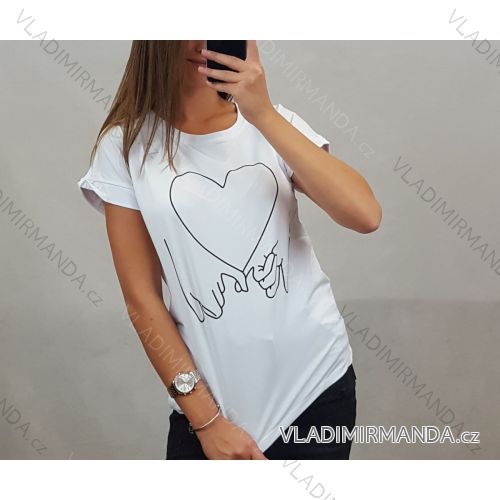Tričko krátky rukáv dámske srdce (uni s / m) turecká MODA IMT20300 _UNI S / M <p>Ružová</p>
