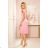 311-7 LILA Pleated dress with short sleeves - powder pink
