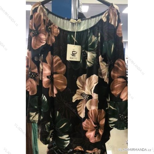 Tunika halenka elegantní dlouhý rukáv květovaná dámská (UNI S/M) ITALSKÁ MÓDA IMM201065