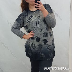 Tunika Tričko dlouhý rukáv dámská nadrozměr (uni XL-XXL) Turecká moda TME20106