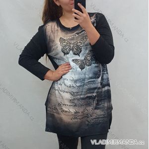 Tunika Tričko dlouhý rukáv dámská nadrozměr (uni XL-XXL) Turecká moda TME20110