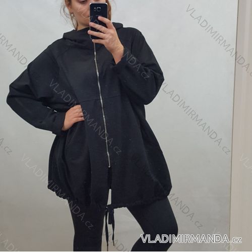 Mikina bavlněná dámská s kapucí nadrozměrná  (uni XL/3XL) ITALSKá MóDA IM519505