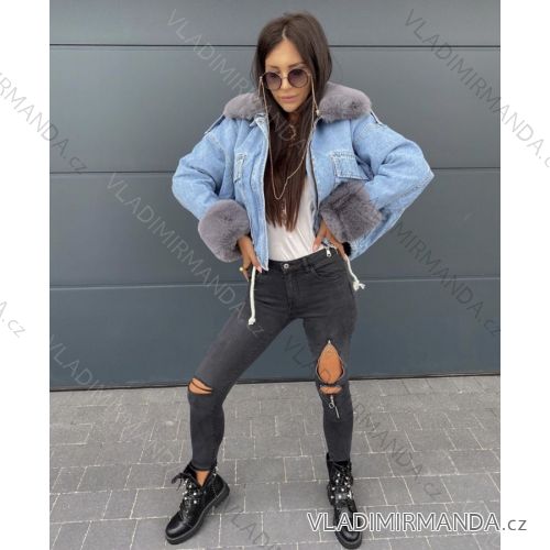 Bunda riflová zimní zateplená kožískem (UNI S/M, M/L) ITALSKÁ MÓDA IMWD20855