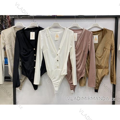 Body elegantní s knoflíčky dlouhý rukáv dámské (UNI S/M) ITALSKÁ MÓDA IMWA20100