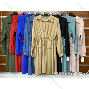 Šaty elegantní košilové dlouhý rukáv dámské (UNI S/L) ITALSKÁ MÓDA IMA20018