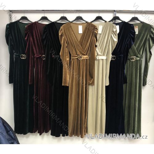 Šaty elegantní dlouhý rukáv dámské samet (UNI S/L) POLSKÁ MÓDA IMWA20446