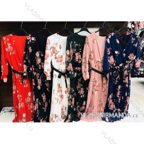 Šaty elegantní dlouhé dlouhý rukáv dámské (UNI S/L) ITALSKÁ MÓDA IMWA20634