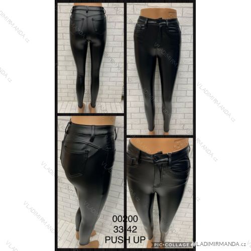 Kalhoty koženkové push up dlouhé dámské (33-42) JEANS JWA20043