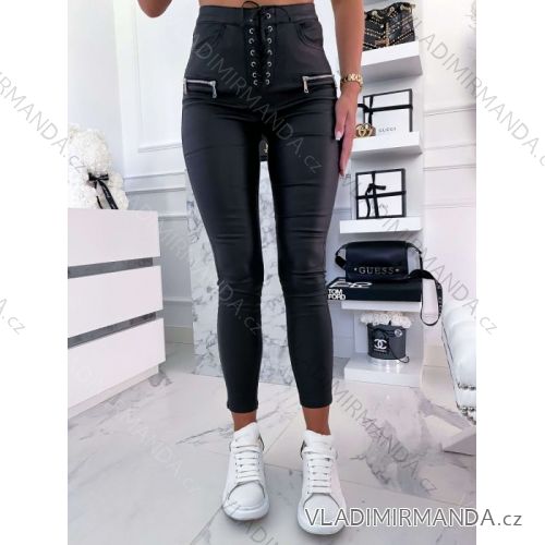 Legíny/Kalhoty koženkové dlouhé dámské (34-42) JEANS JWA20048