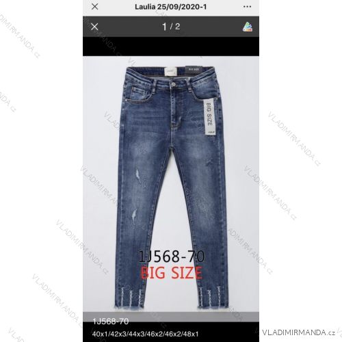 Rifle jeans vysoký pas dlhé damské nadrozmer (40-48) LAULIA JWA20078