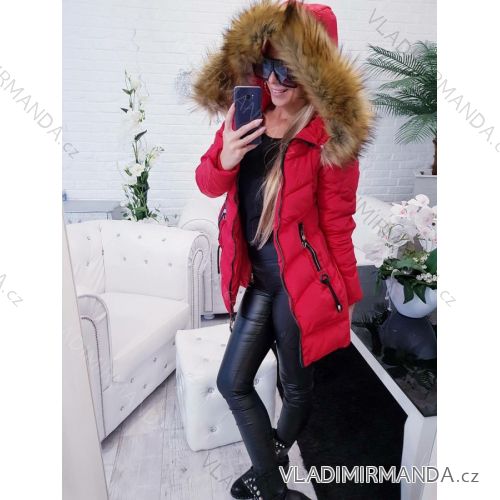 Bunda zimní s kapucí a kožíškem dámská (S-XL) POLSKÁ MÓDA SSW20940