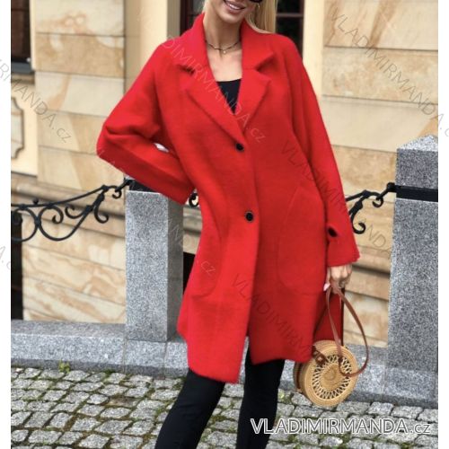 Kabát alpaca teplý na knoflíčky dlouhý rukáv dámský (S/M/L ONE SIZE) ITALSKÁ MÓDA IMK20842