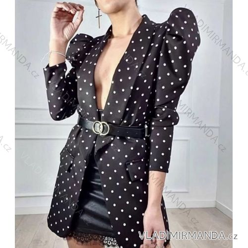 Sako elegantní dlouhý rukáv puntíkované dámské (S/M/L ONE SIZE) ITALSKÁ MÓDA IMK20866