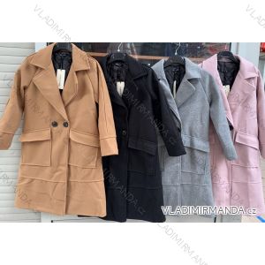 Kabát s knoflíčky dlouhý rukáv dámský (S-XL) ITALSKÁ MÓDA IMWD20442