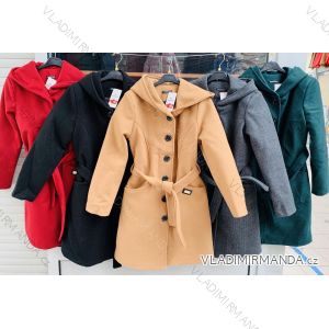 Kabát s kapucí s knoflíčky dlouhý rukáv dámský (S-XL) ITALSKÁ MÓDA IMWD20443