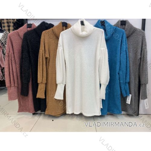Šaty pletené dlouhý rukáv dámské (S/M/L ONE SIZE) ITALSKÁ MÓDA IMWD20529