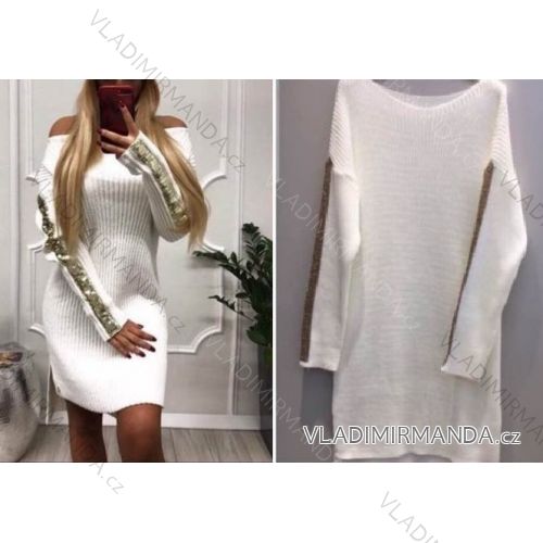 Šaty pletené teplé dlhý rukáv dámske (S / M / L ONE SIZE) TALIANSKÁ MÓDA IMWL20038