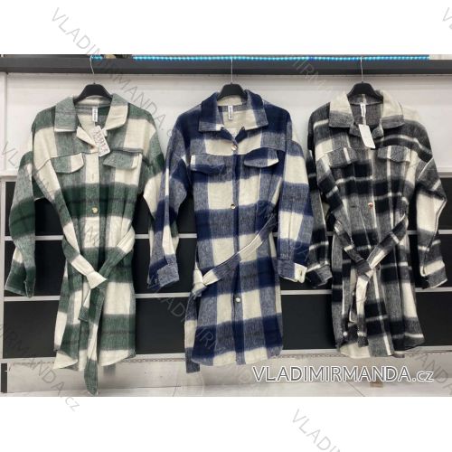 Šaty košeľové dlhý rukáv zaväzovacie dámske (S / M / L ONE SIZE) TALIANSKÁ MÓDA IMWD20601