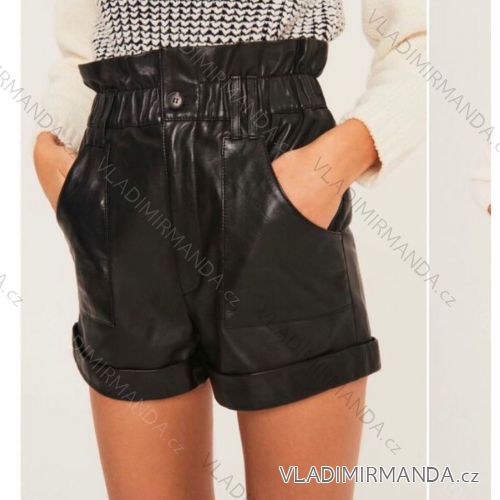 Kraťasy šortky elegantné koženkové dámske (S-XL) TALIANSKÁ MÓDA IMWD20611