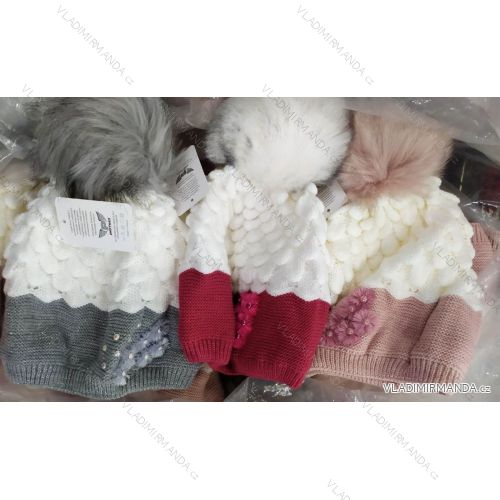 Čiapka s kulich teplá zimná detská dievčenské (3-8 rokov) PERFECT POĽSKÁ MÓDA PV920117