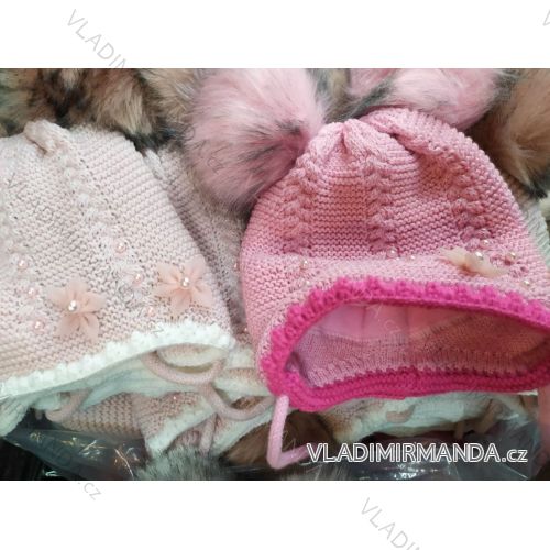 Čiapka s kulich teplá zimná detská dievčenské (3-8 rokov) POĽSKÁ VÝROBA PV320092