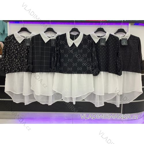 Blúzka elegantná dlhý rukáv dámska (S / M / L ONE SIZE) TALIANSKÁ MÓDA IMWD20690