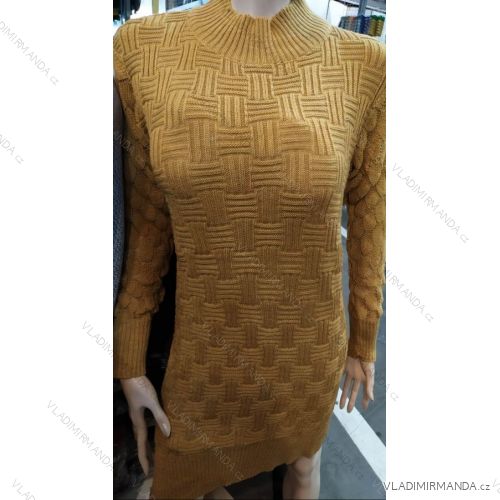 Šaty teplé pletené dlhý rukáv dámske (S / M / L ONE SIZE) TURECKÁ MÓDA TME20124