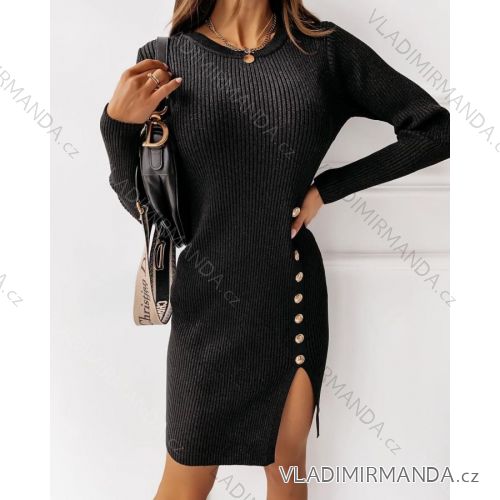 Šaty teplé elegantný dlhý rukáv dámske (S / M / L ONE SIZE) TALIANSKÁ MÓDA IMWD20708