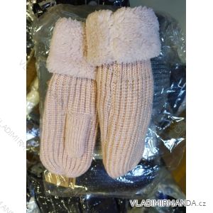 Rukavice palčáky pletené zimné zateplené kožušinkou dámske (ONE SIZE) EMI ROSS ROS20015