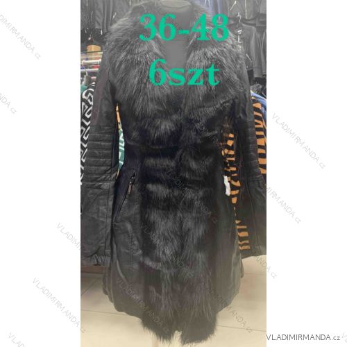 Kabát koženkový s kožušinkou dámsky (36-48) TALIANSKÁ MÓDA SSW20973