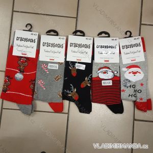 Ponožky Vánoční veselé sob Rudy Santa Claus slabé pánské CRAZY SOCKS (40-43,44-47) POLSKÁ MODA DPP20025