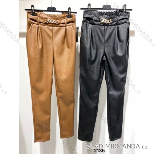 Kalhoty elegantní koženkové dámské (S-XL) ITALSKÁ MÓDA IMWD20879