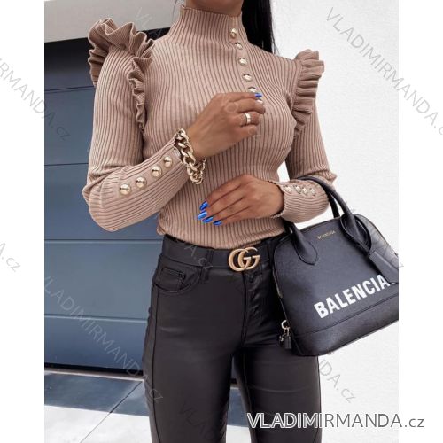 Tričko teplé úpletové dlouhý rukáv dámské (S/M ONE SIZE) ITALSKÁ MÓDA IMM20J50343