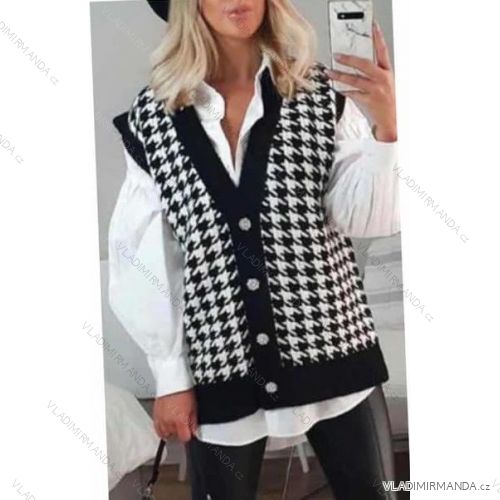 Vesta pletená tenká bez rukávů dámská (S/M ONE SIZE) ITALSKÁ MÓDA IMM201179