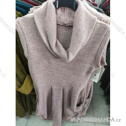 Šaty rolák pletené krátky rukáv dámske (S / M / L ONE SIZE) TALIANSKÁ MÓDA IM720512