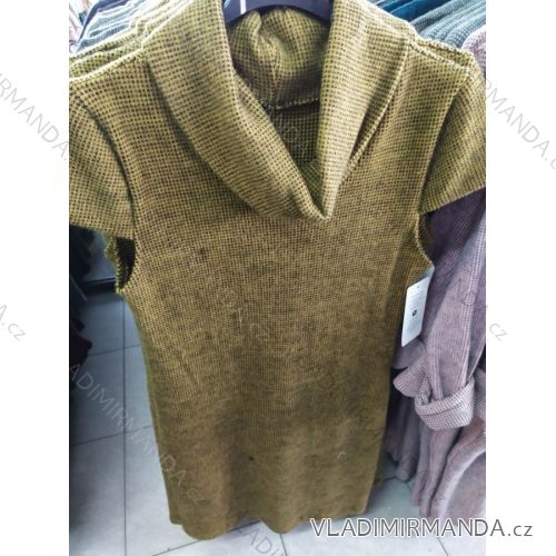 Šaty rolák pletené krátky rukáv dámske (S / M / L ONE SIZE) TALIANSKÁ MÓDA IM720513