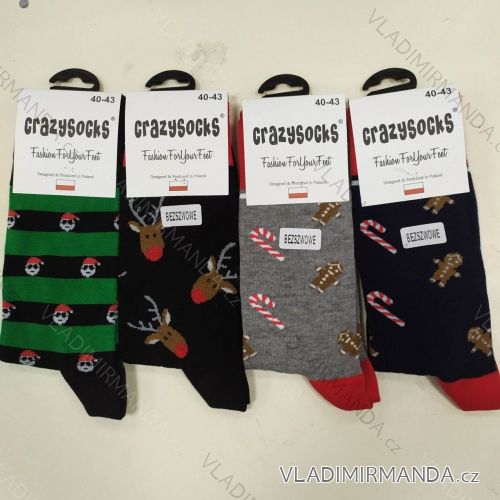 Ponožky vánoční veselé sob Rudy Perníček slabé pánské CRAZY SOCKS (40-43,44-47) POLSKÁ MÓDA DPP20066