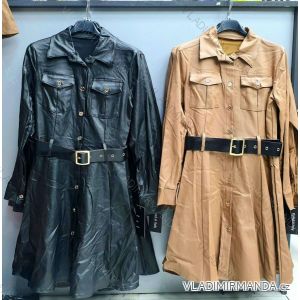 Šaty koženkové dlhý rukáv dámske (S-XL) TALIANSKÁ MÓDA IMWD20963