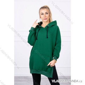 Dvojfarebné zelené šaty s kapucňou