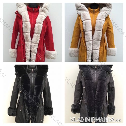 Kabát / parka zimná s kapucňou a kožušinkou dámska (S / M ONE SIZE) TALIANSKÁ MÓDA IMWD201241